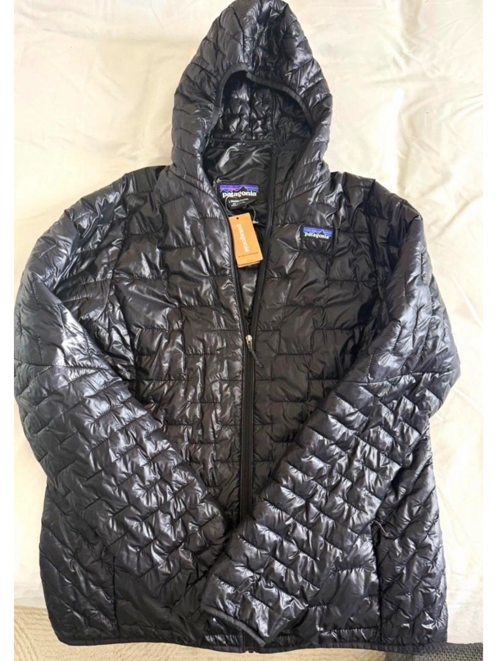 NWT! Patagonia Women’s Size Large Micro Puff Black Hoody HoodedFull Zip Jacket!